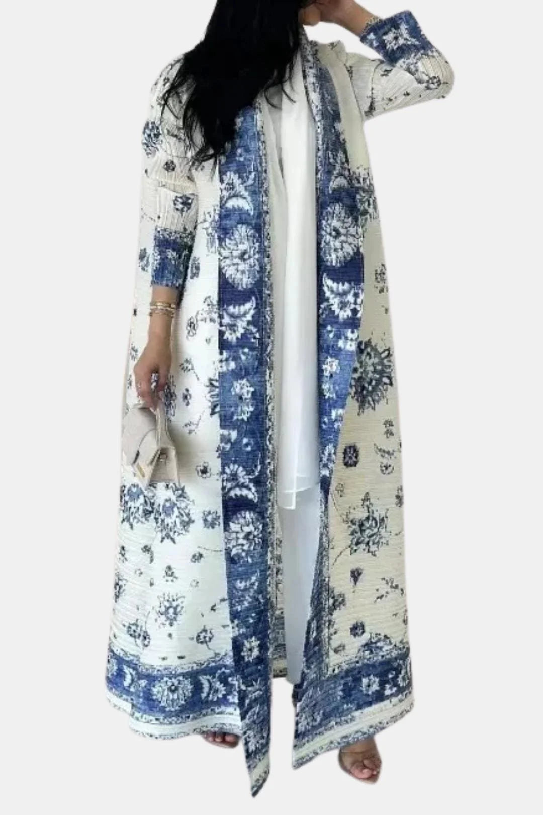 Aysha - Vintage Print Open Front Abaya