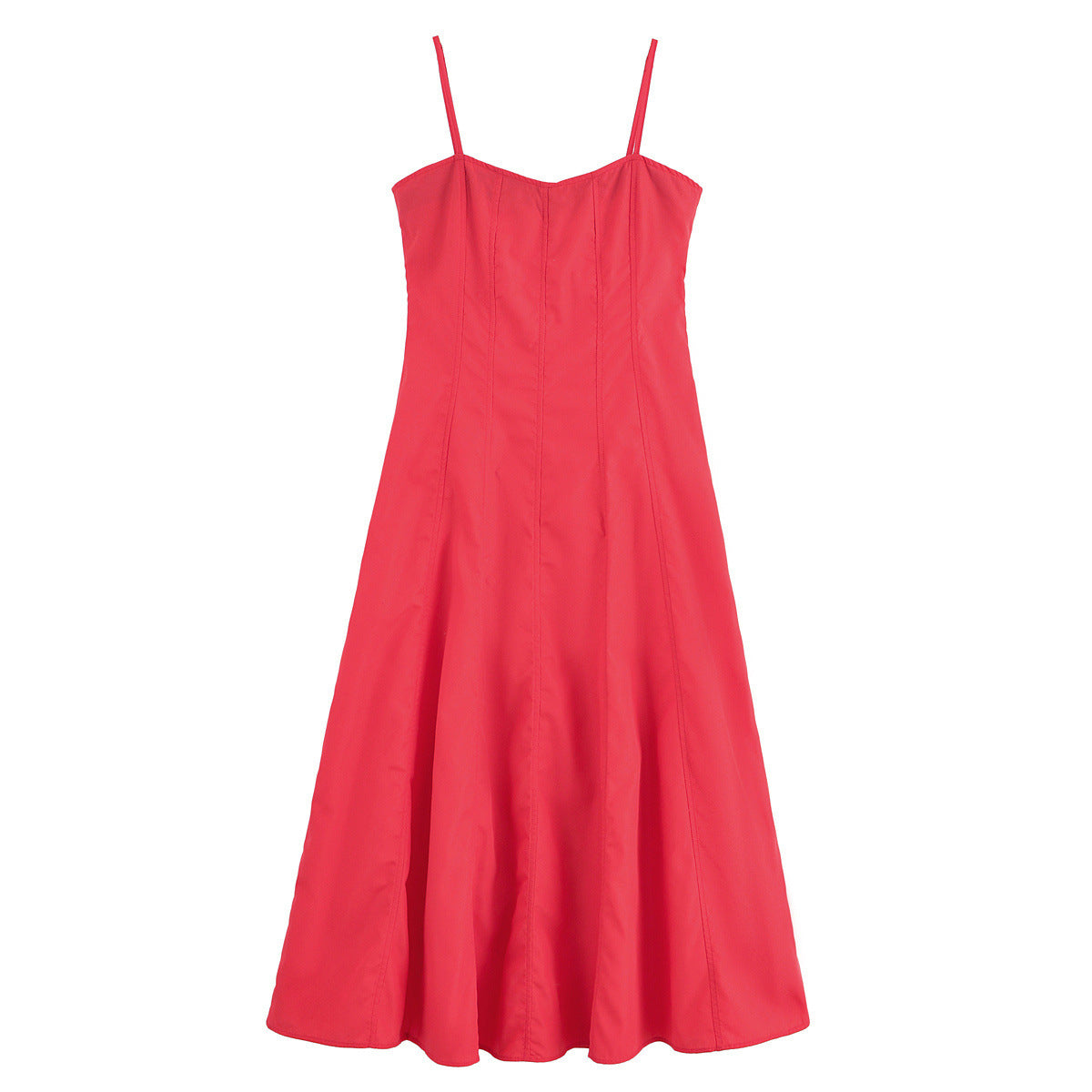 Solid color medium long backless camisole dress for women