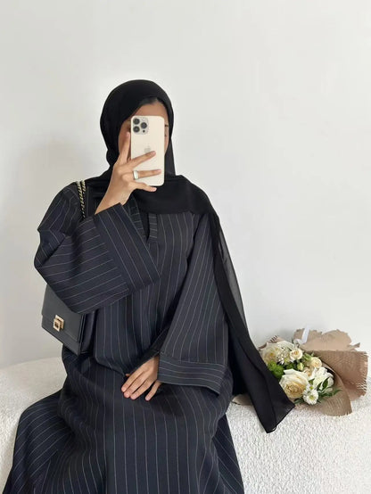 Eid Abaya Women Dress Kaftan Jalabiya striped Party Muslim Dubai Vestidos Largo Ramadan Morocco Caftan long Robe Abayas 2026