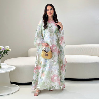 elegant printed dress robe pullover women's clothing