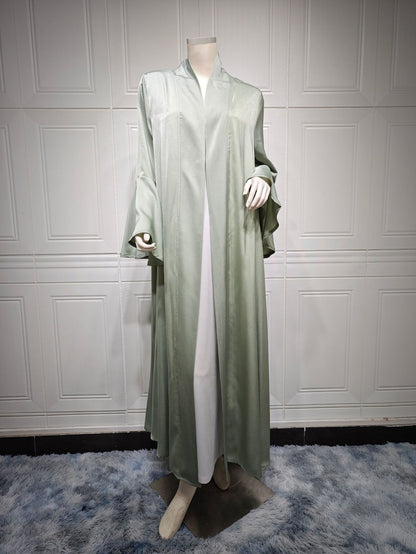 Modest Dress with Ruffle Sleeve Solid Color Shawl Outerwear Elegant Dress