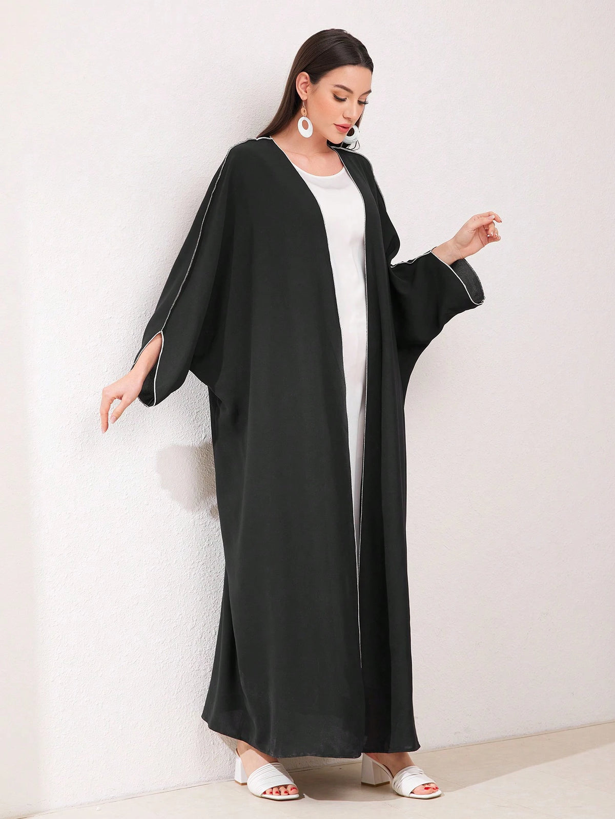 Al Najma Women'S Color Block Contrast Stitch Arabian Modest Arabian Abaya