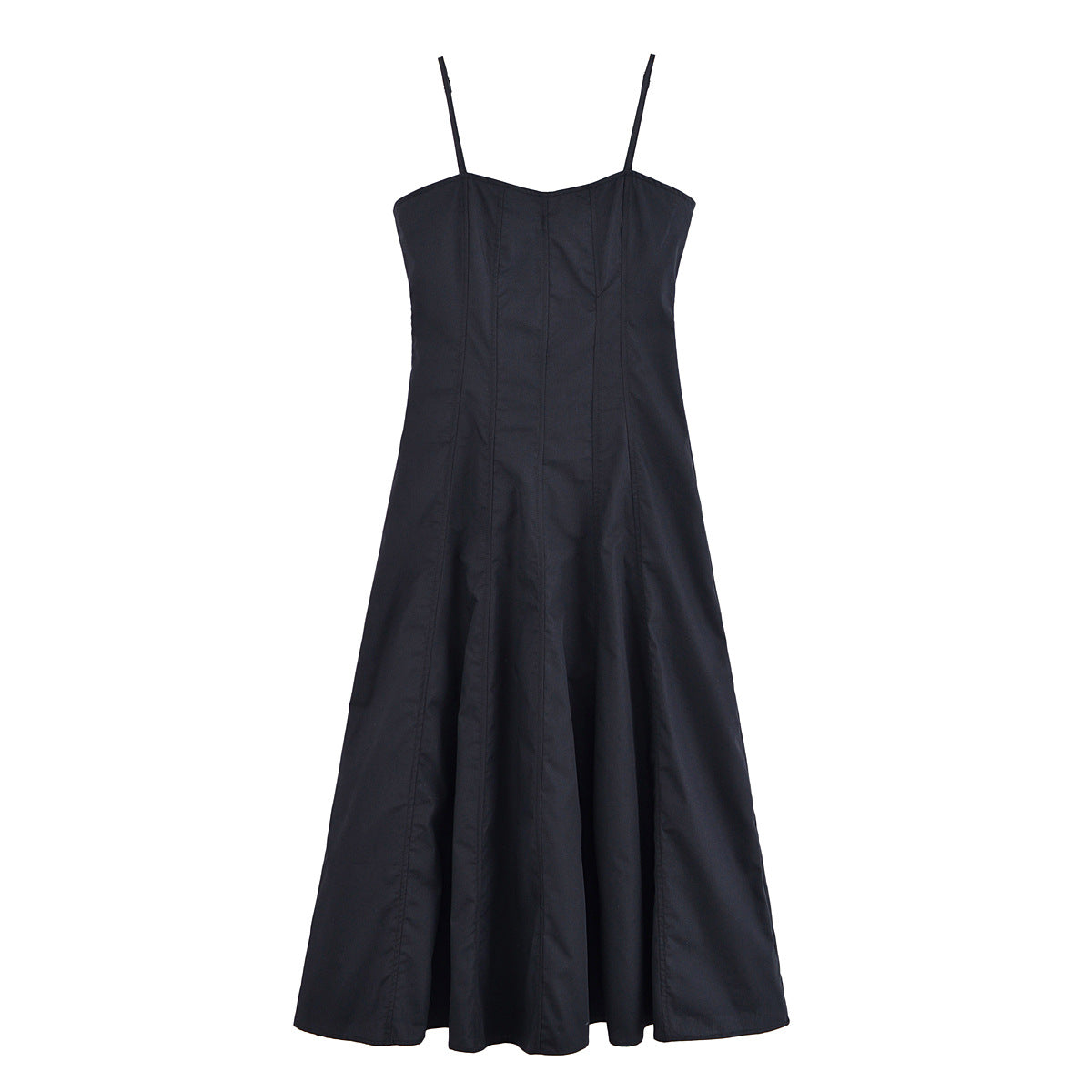 Solid color medium long backless camisole dress for women