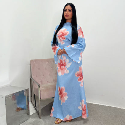 Pure Beauty Print Dress Waist-Cinched Ankle-Length Printed Long Dress Series