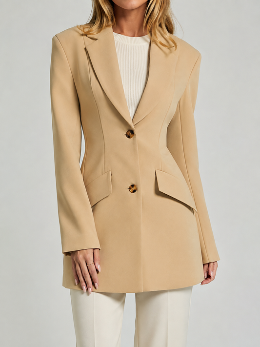 Long Lapel Collar Fitted Blazer