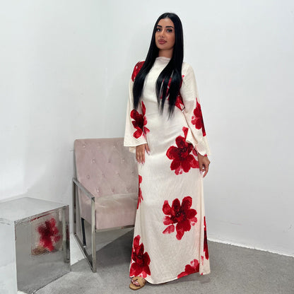 Pure Beauty Print Dress Waist-Cinched Ankle-Length Printed Long Dress Series