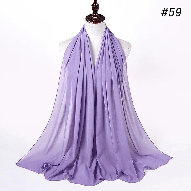 Muslim Chiffon Hijab Women Bubble Chiffon Scarf For Women Ladies Veil Muslim Islam Solid Color Malaysia Musulman Wrap Scarves