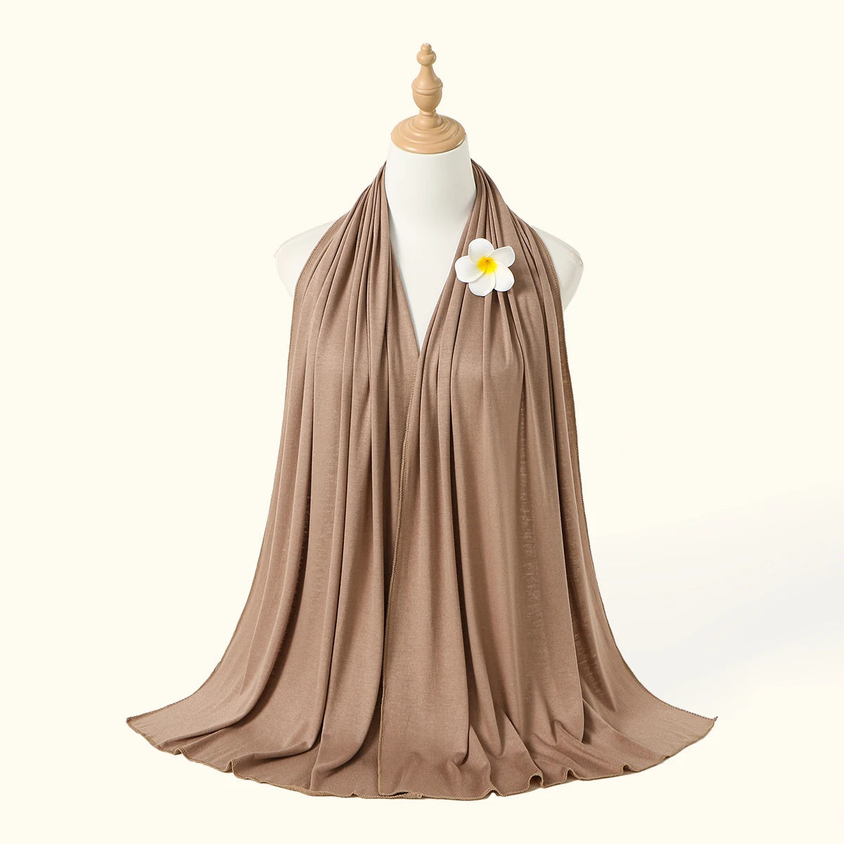 Hot on Ins Jersey Modal Scarf Hijab for Woman Muslim Solid Color Long Shawls and Flower pins group Islam Soft Mujer Headwraps