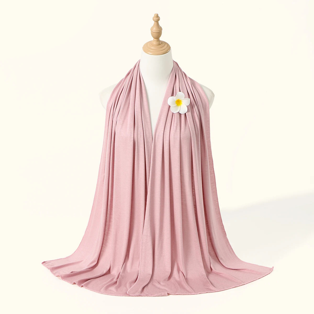 Hot on Ins Jersey Modal Scarf Hijab for Woman Muslim Solid Color Long Shawls and Flower pins group Islam Soft Mujer Headwraps