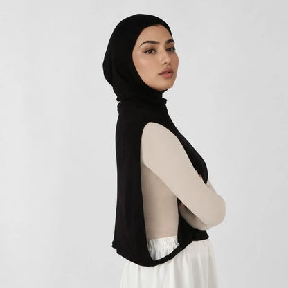 Muslim Instant Hijab with Fake Collar for Woman Jersey Headwrap collar Abayas Islamic Sport Headscarf Turbans Modal Turban