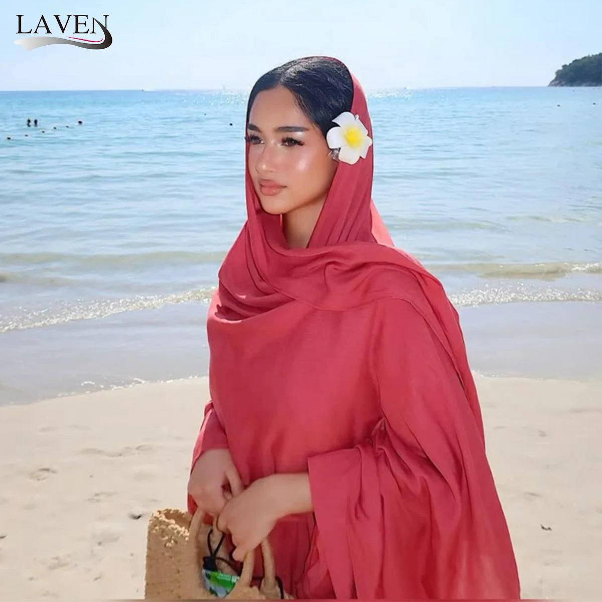 Hot on Ins Jersey Modal Scarf Hijab for Woman Muslim Solid Color Long Shawls and Flower pins group Islam Soft Mujer Headwraps